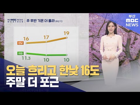 오늘 흐리고 한낮 16도...주말 더 포근 (2024-04-04,목/뉴스투데이/부산MBC)