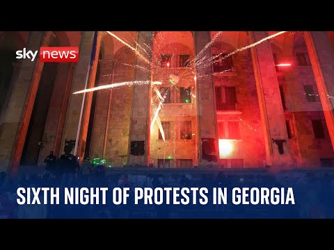 Watch live: Protesters demonstrate outside Georgian parliament in Tbilisi for a sixth night