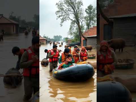 rescue team save people in flooding 🌊😭