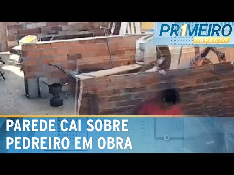 Parede cai em cima de pedreiro durante obra em Goiás | Primeiro Impacto (06/05/24)