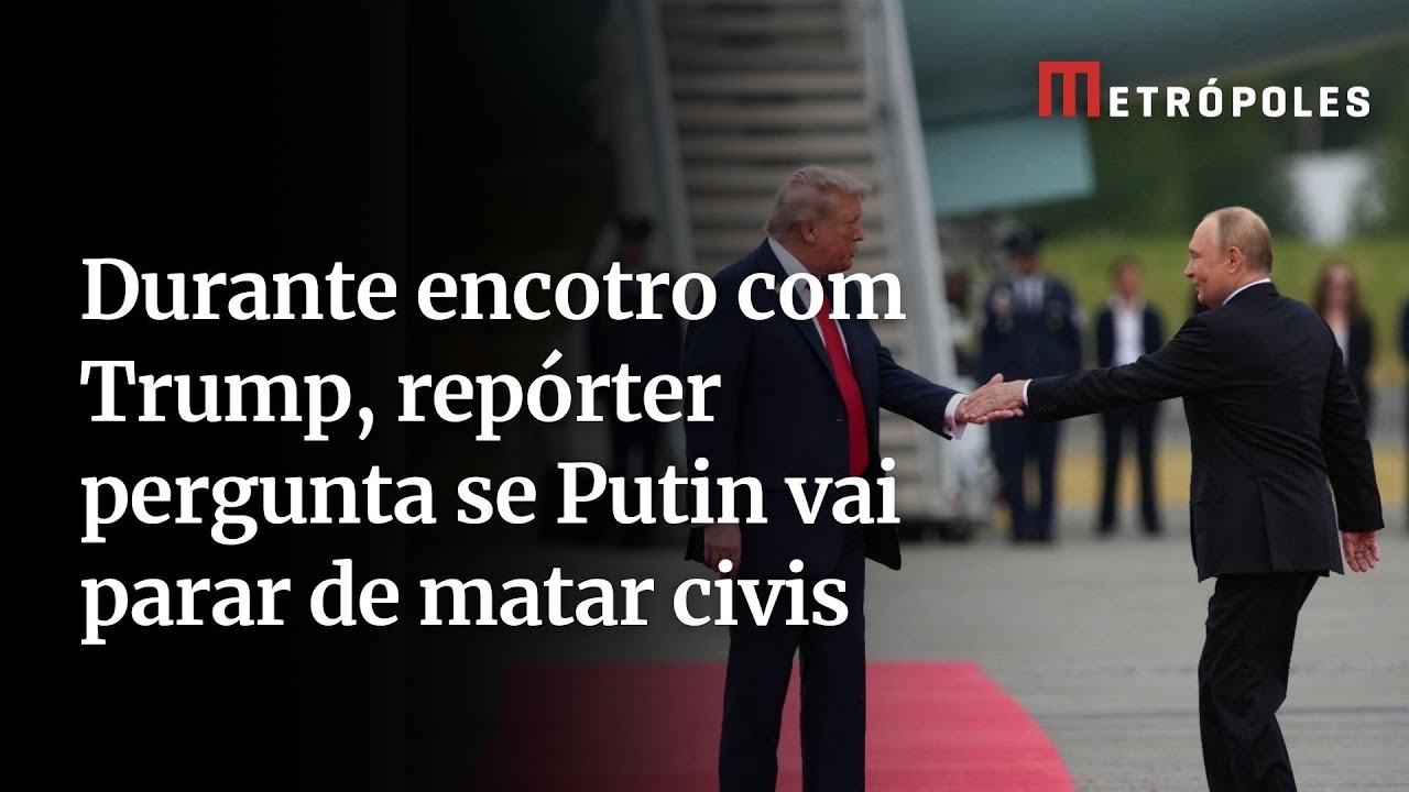 Repórter pergunta se Putin vai parar de matar civis durante encontro de Trump com o líder russo