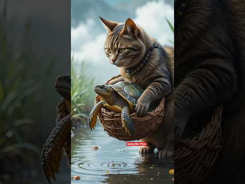 Beautiful Cat Helping Turtle 🐢🥰 #cats #catvideos #catlovers #meow #catshorts #shorts #virals