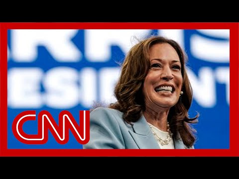 Kamala Harris reacts to winning Democratic presidential nomination