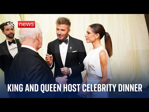 King and Queen joined by the Beckhams, Helen Mirren and Stanley Tucci at celebrity dinner