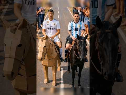Ronaldo VS Messi Horse Race | Neymar Saves Ronaldo #football #ronaldo #cr7 #messi #neymar #shorts