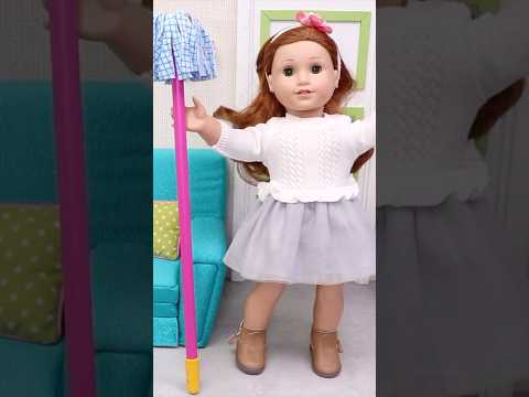 Mama Doll Cleaning the Dollhouse