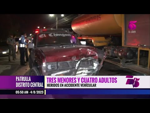 Tres menores y cuatro adultos heridos en accidente vehicular en Tegucigalpa