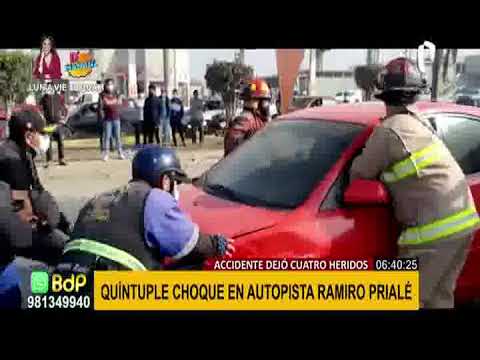 Quíntuple choque dejó cuatro heridos en la autopista Ramiro Prialé (2/2)