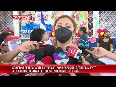 Gobierno de Nicaragua entrega bono especial a docentes - Nicaragua