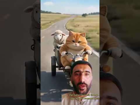 The chubby orange cat, greedy for mutton, tried to steal a sheep but got caught instead #aishorts