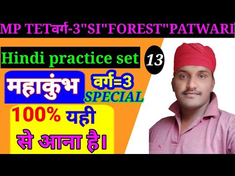 हिंदी/HINDI || MP TET Varg-3 ||  MP Police SI || Patwari || MP Forest Gaurd || Day 13