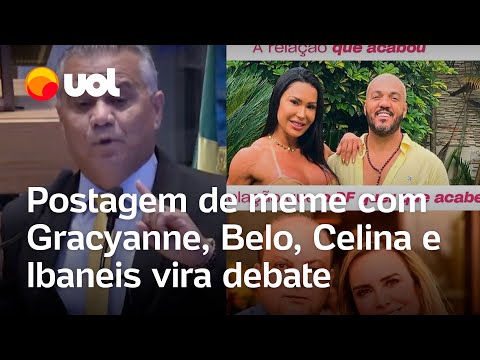 Deputado posta meme com Gracyanne e Belo para pedir ‘separação’ de Ibaneis e Celina e vira debate