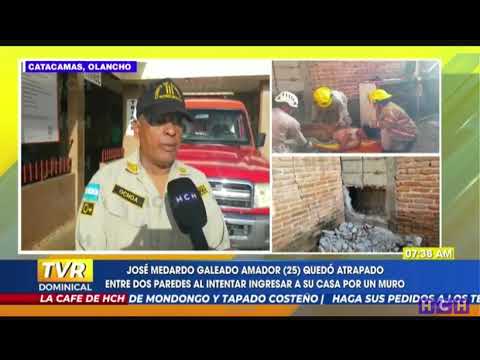 Bomberos rescatan a una persona que quedó atrapada entre los muros de su vivienda en Catacamas