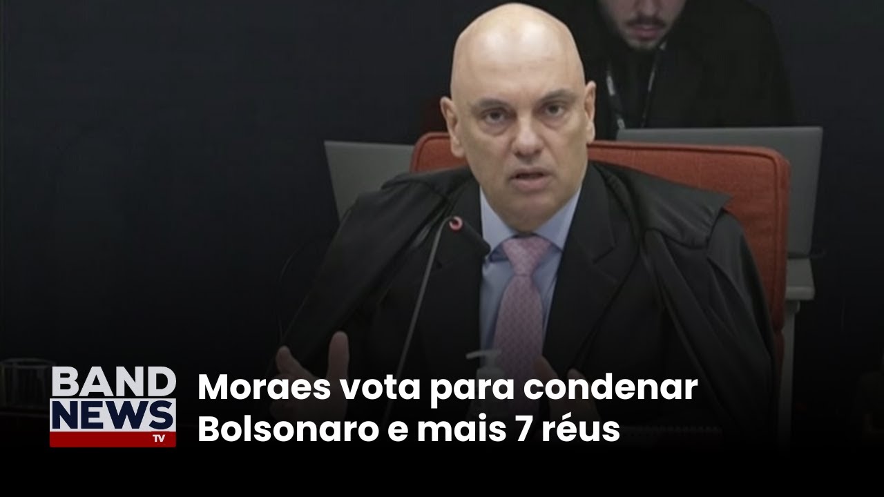 Alexandre de Moraes vota para condenar Bolsonaro e mais 7 réus | BandNews TV