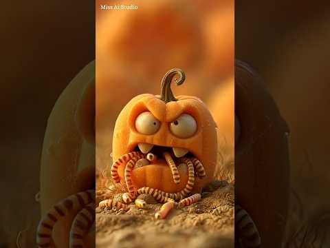 Creepy pumpkin head 🎃🐛🌈 #viralshorts