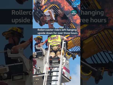 Rollercoaster riders left hanging upside down for over three hours #itvnews #usa