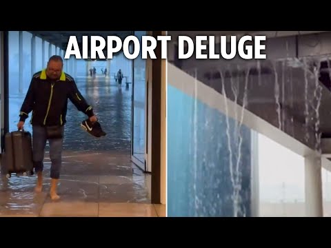 Barcelona on flooding red alert after devastating Spain storms with parts of airport submerged