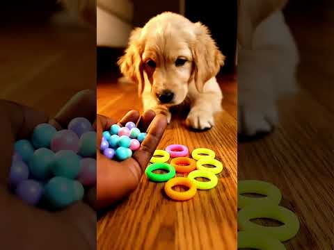 puppy and colorful objects 😍 🐶 🌈 #asmr #puppy #satisfaction #reverse video