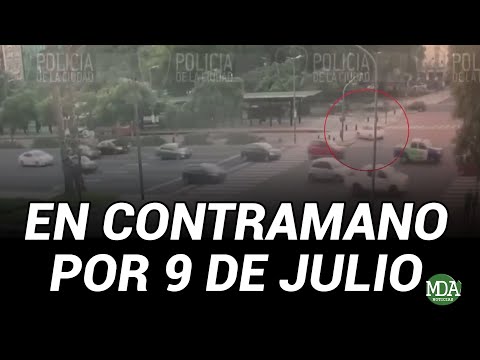 ESCAPÓ de un control policial en CONTRAMANO y CHOCÓ en plena 9 de julio