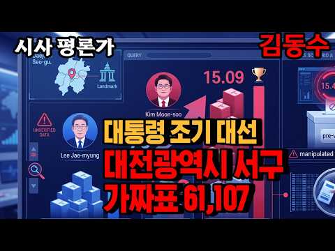 대통령 선거 대전 서구/이재명 148,720(가짜표 61,107표 포함)<strong>김문수</strong> 124,865/ <strong>김문수</strong> 후보가 37,252표(15.09%)차이로 압승/ 사전 투표율 조작15.42%임