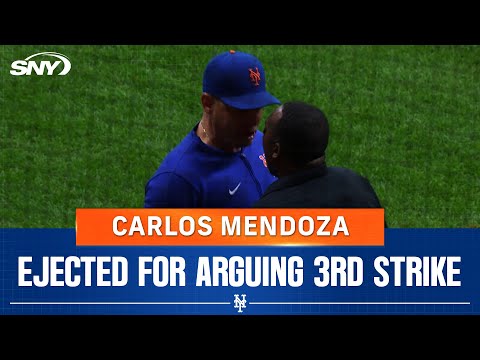 Carlos Mendoza is sent off after a questionable strike-three call against Francisco Alvarez | SNY