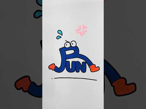 Let's draw the English word RUN #run #color #cute #lovely #zoo