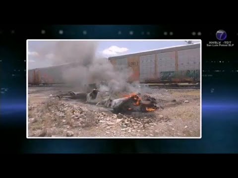 Tren impacta camioneta en Charcas; hay cuatro lesionados