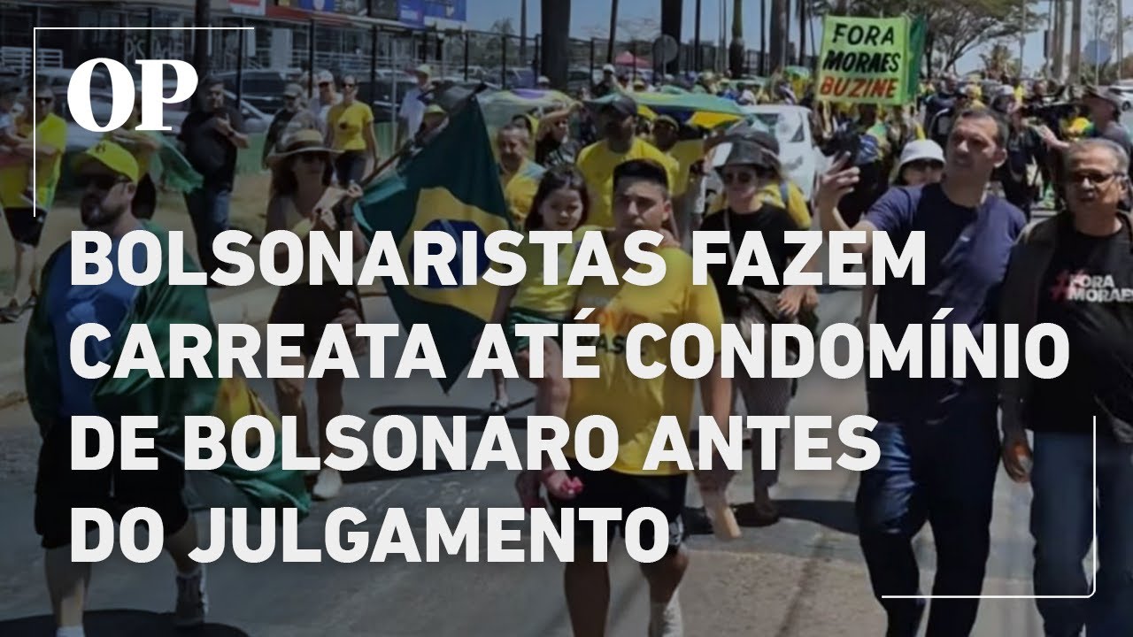 Bolsonaristas realizam carreata até condomínio de Bolsonaro antes de julgamento no STF