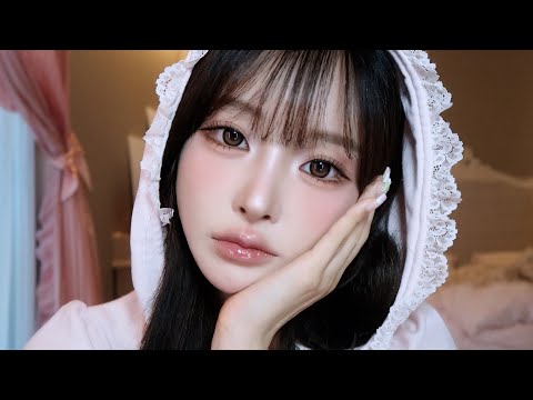 (무편집✂️) 얼태기 빡세게 온 요즘🥺 외모콤플렉스 고민 이야기하면서 데일리 핑크 메이크업🩶🐇..:¨·.·¨: