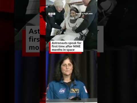 Astronauts speak for first time after nine months in space. #NASA #BBCNews