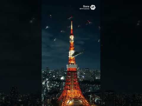 東京タワーにヘリが集結している😳何事か⁈