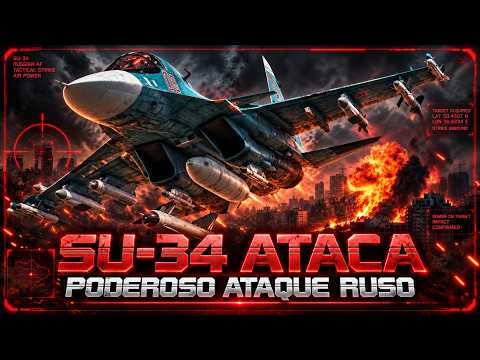 🚨 NUNCA ANTES VISTO 🚨 UN ESCUADRÓN ENTERO DE SUKHOI 34 LANZA ATAQUE DEMOLEDOR CONTRA UCRANIA 🚨