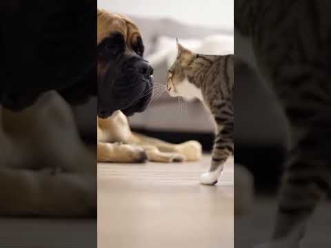Mastin bullies a cat and this happen… #cats #cute #dogshorts #wildlife