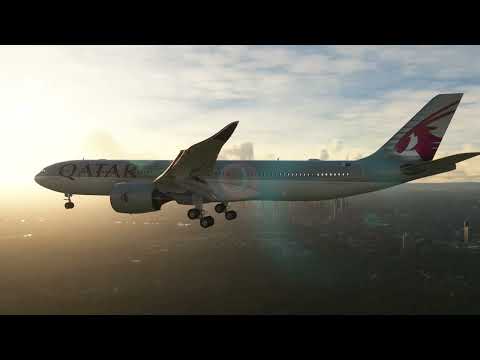 Qatar Airways A330 - Sunset Landing Frankfurt