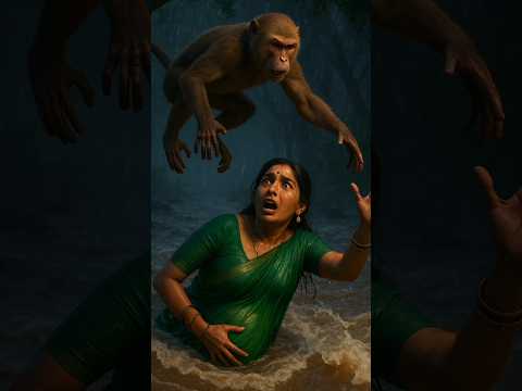 The Brave Monkey and the Pregnant Woman😭#ai #youtubeshorts #trending #shortsfeed #viralvideo #animal