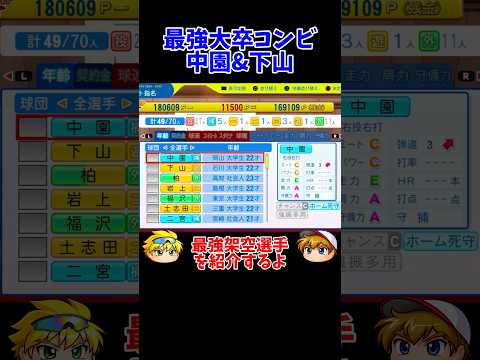 【パワプロ2025】最強架空選手を紹介 #8 中園&下山 #パワプロ #パワプロ2025 #架空選手 #ペナント #オーペナ