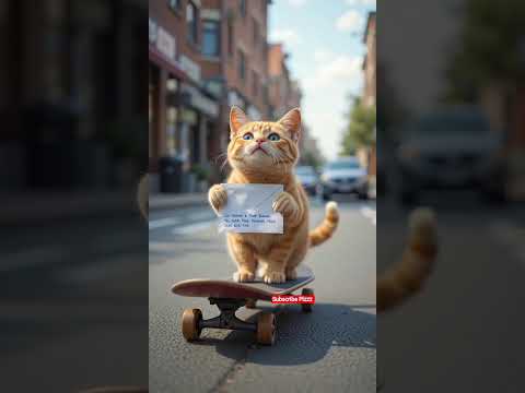 Cute Cat Running On Skater ❤️🥰 #cats #catvideos #catlovers #meow #catshorts #shorts #virals
