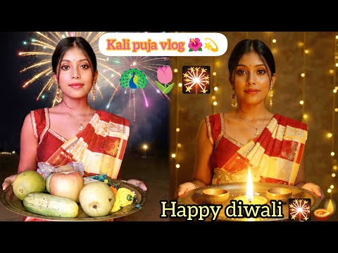 ফল খেয়ে পূজো দিলাম। Kali puja vlog 🌺  Diwali 🪔 Barasat pendal hopping 😊💫