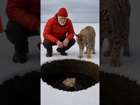 Mother SLynx Saves Her Cub with the Help ofan Old Guy! #animals #rescueanimals #wildliferescue