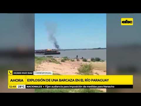Explosión de una barcaza en el río Paraguay en zona de San Antonio
