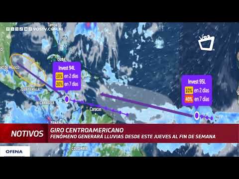 Giro centroamericano continuará generando lluvias desde este jueves