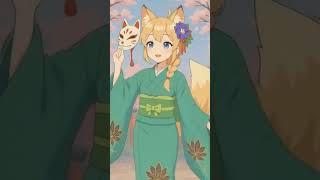 狐のお面付けてみたの！！
