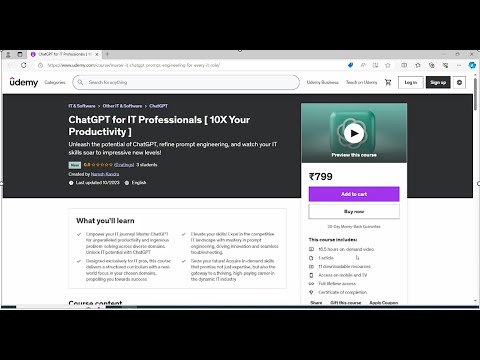 "ChatGPT for IT Professionals" Course Launch on Udemy | Enroll Now | Prompt Engineering |