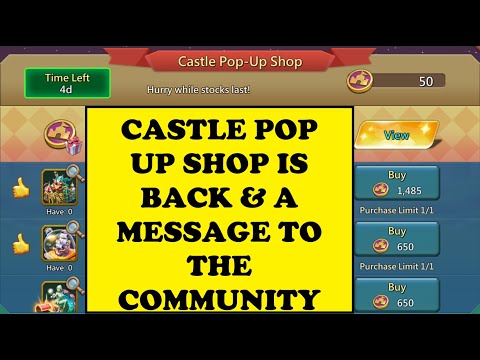 Lords Mobile - CASTLE POP UP SHOP IS BACK! and a message to the community! @Ajdamko  @RookiexD