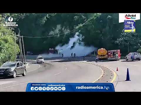 Accidente de tránsito con materiales peligrosos en Siguatepeque