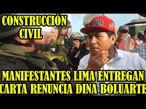 CONSTRUCCIÓN CIVIL ENTREGA PLIEGO PETITORIO DONDE PIDE RENUNCIA DE DINA BOLUARTE..