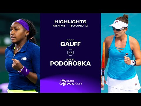 Coco Gauff vs. Nadia Podoroska | 2024 Miami Round 2 | WTA Match Highlights