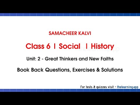 Great Thinkers and New Faiths Exercises | Unit 2  | Class 6 | History | Social | Samacheer Kalvi