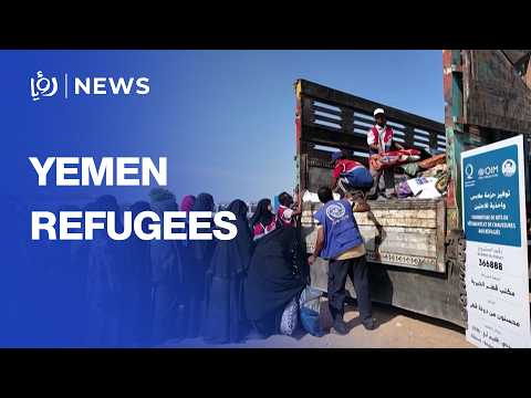 Yemeni refugees receive aid at camp in Djibouti as fighting intensifies
