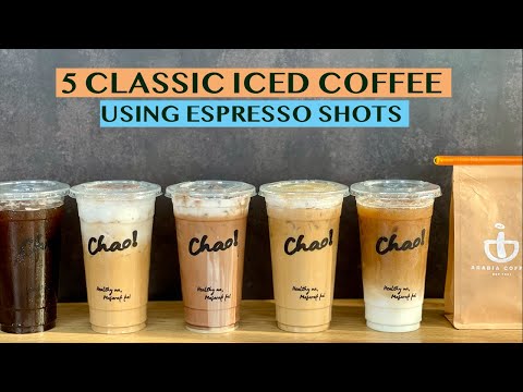 5 ICED COFFEE BESTSELLERS USING ESPRESSO SHOTS Recipes for 22oz cups